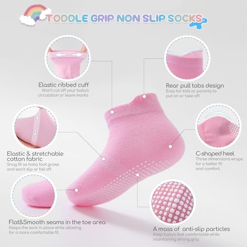Aroveea Baby Toddler Non Slip Cotton Socks for Boys Girls 6M-7Y OEKO-TEX Standards 100 12 Pack Cute Ankle Socks  
Arovee