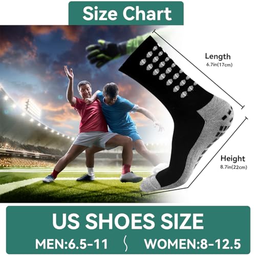 ZXOLDZX 2/4/6 Pairs Men's & Women's Soccer Socks for Football & Baseball Non-Slip Grip Pads